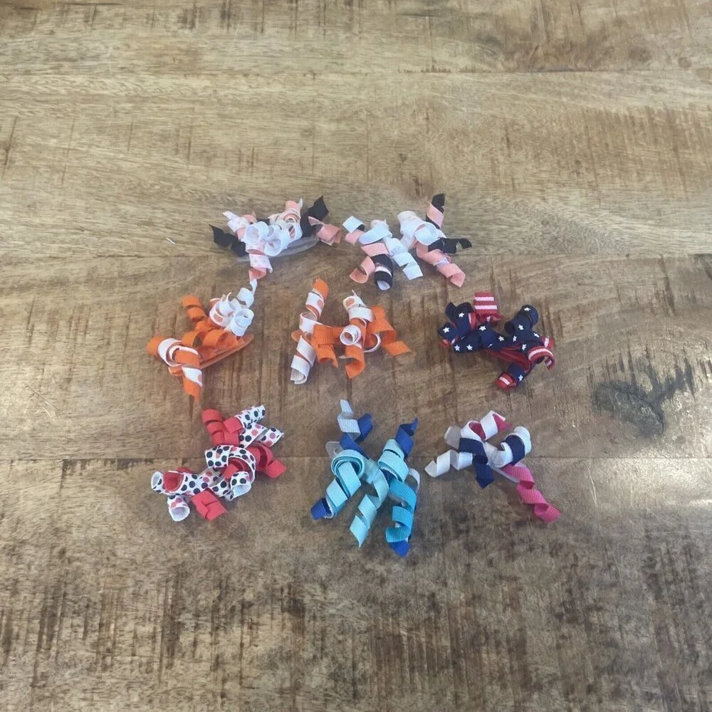 Gymboree Colorful Ribbon Hair Clip Barrettes Spiral Ribbon Halloween 9